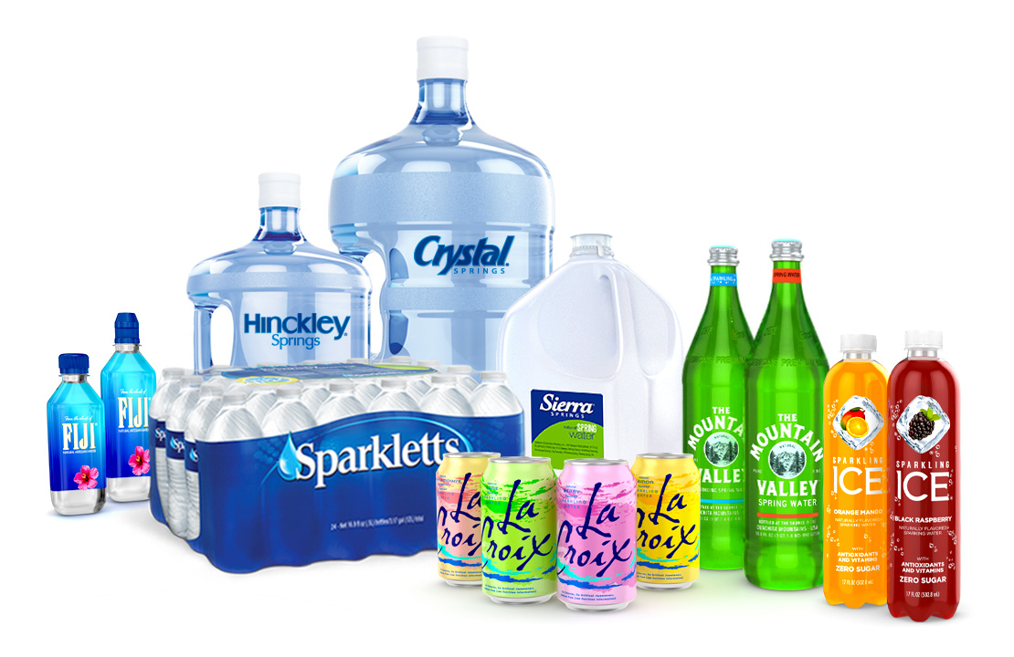 Single-serve bottled water and 3- and 5-gallon bottles